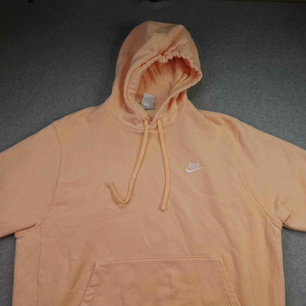 Nike‎ Hoodie Mens XL Peach Sportswear Club Fleece Pullover Sweatshirt - Picture 2 of 12